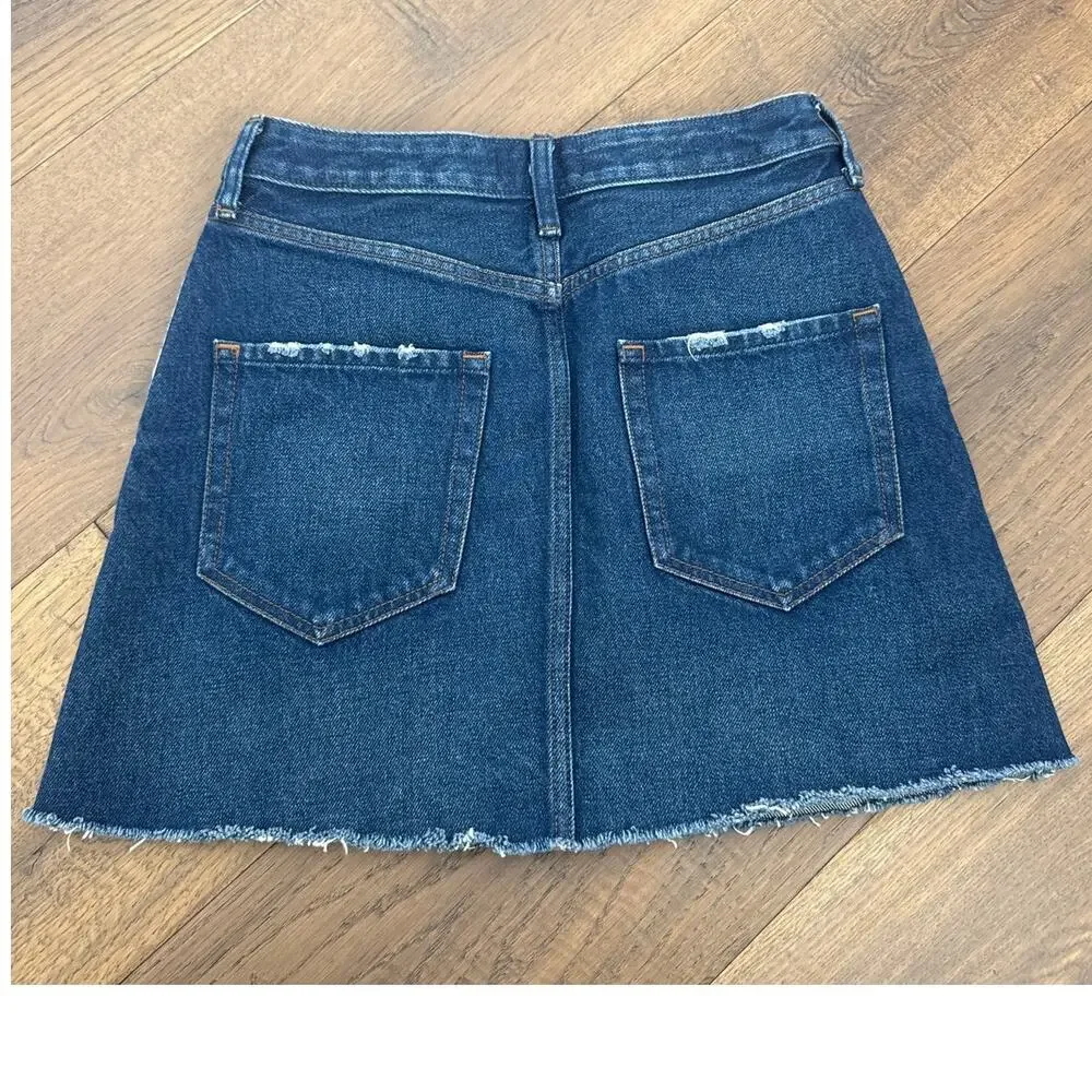 Abercrombie & Fitch Zoe Natural Rise Vintage A-Line Skirt Dark Wash Sz 26 US 2